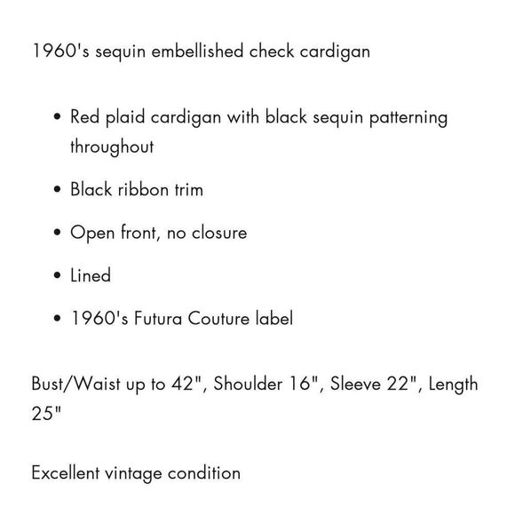 1960s Sequin Embellished Plaid Cardigan Blazer - Picture 8 of 8